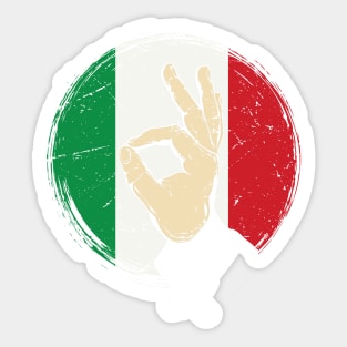 Italian Hand Gesture Sing Language Funny Italy Flag Vintage Sticker